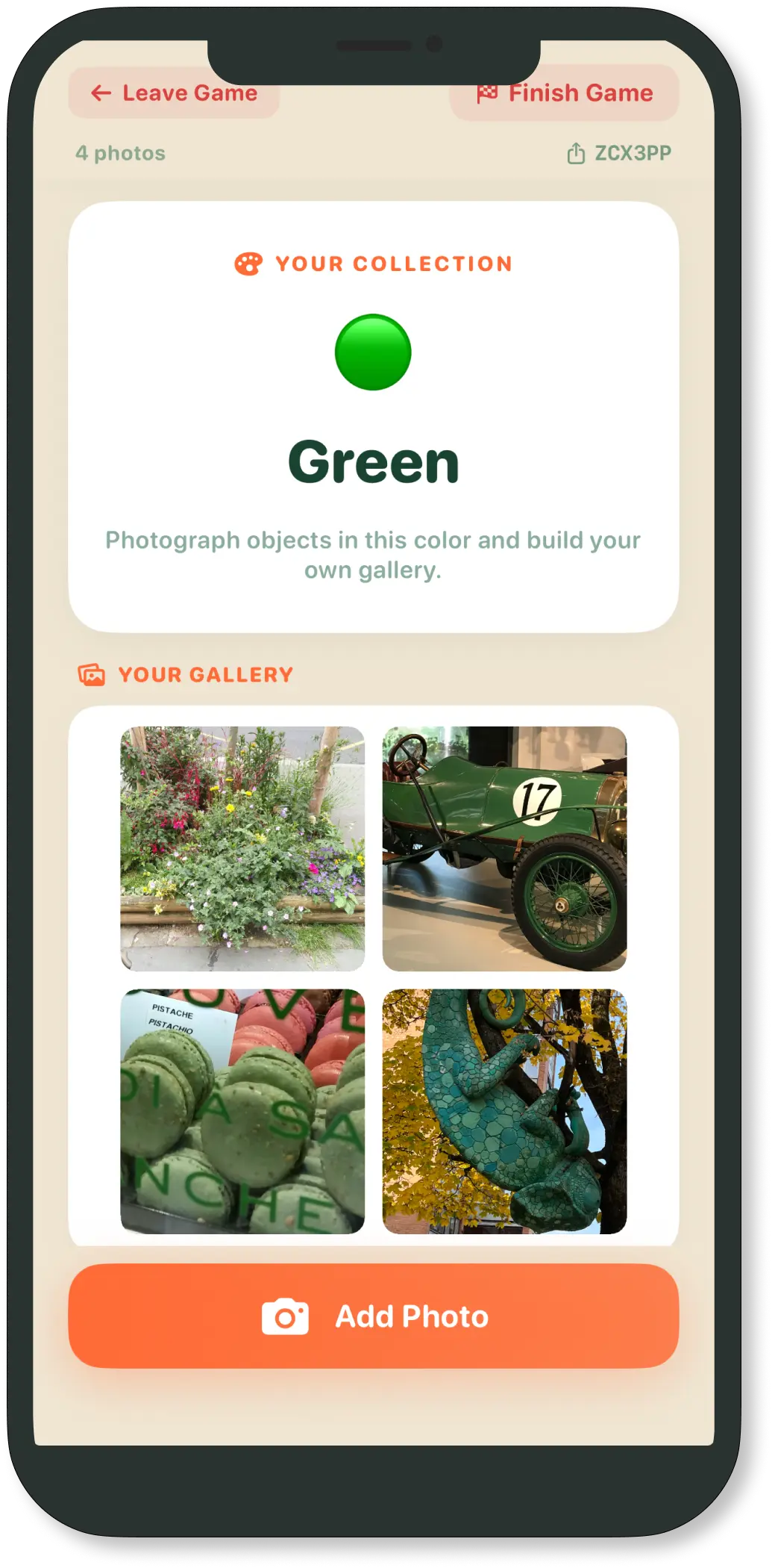 Collection mode gallery: photograph objects in a given color